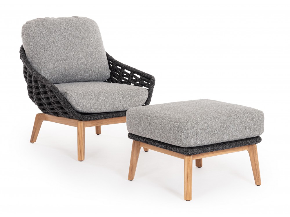 Sillón para salón exterior Tamires de madera de teca y cuerda trenzada Bizzotto - 21