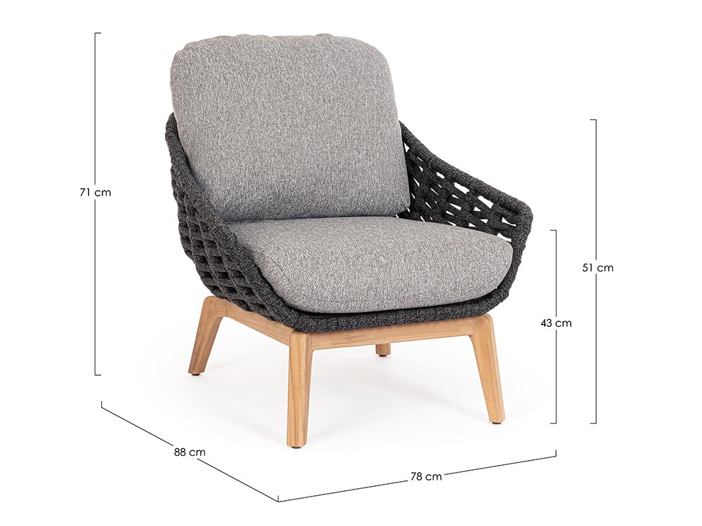 Sillón para salón exterior Tamires de madera de teca y cuerda trenzada Bizzotto - 20