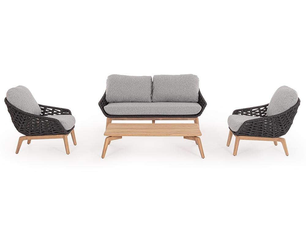 Sillón para salón exterior Tamires de madera de teca y cuerda trenzada Bizzotto - 25