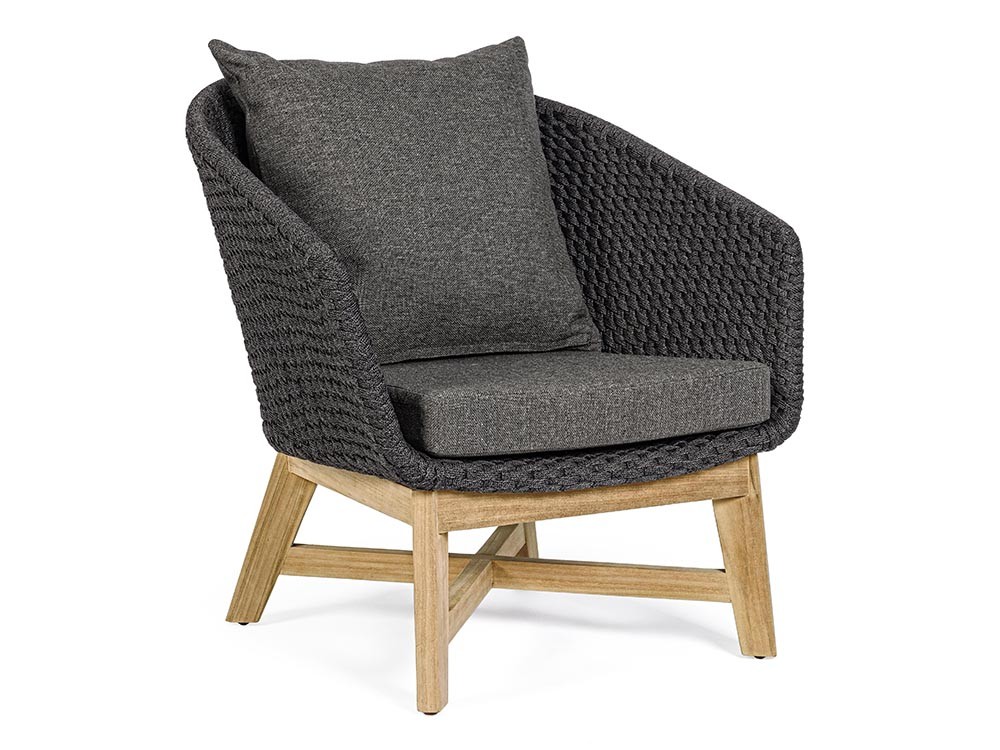 Sillón para salón exterior Coachella de teca y cuerda trenzada Bizzotto - 4