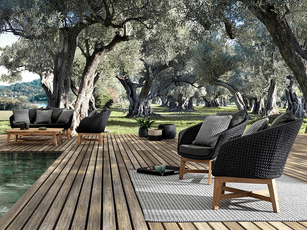 Sillón para salón exterior Coachella de teca y cuerda trenzada Bizzotto - 2