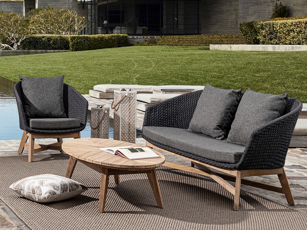 Sillón para salón exterior Coachella de teca y cuerda trenzada Bizzotto - 5