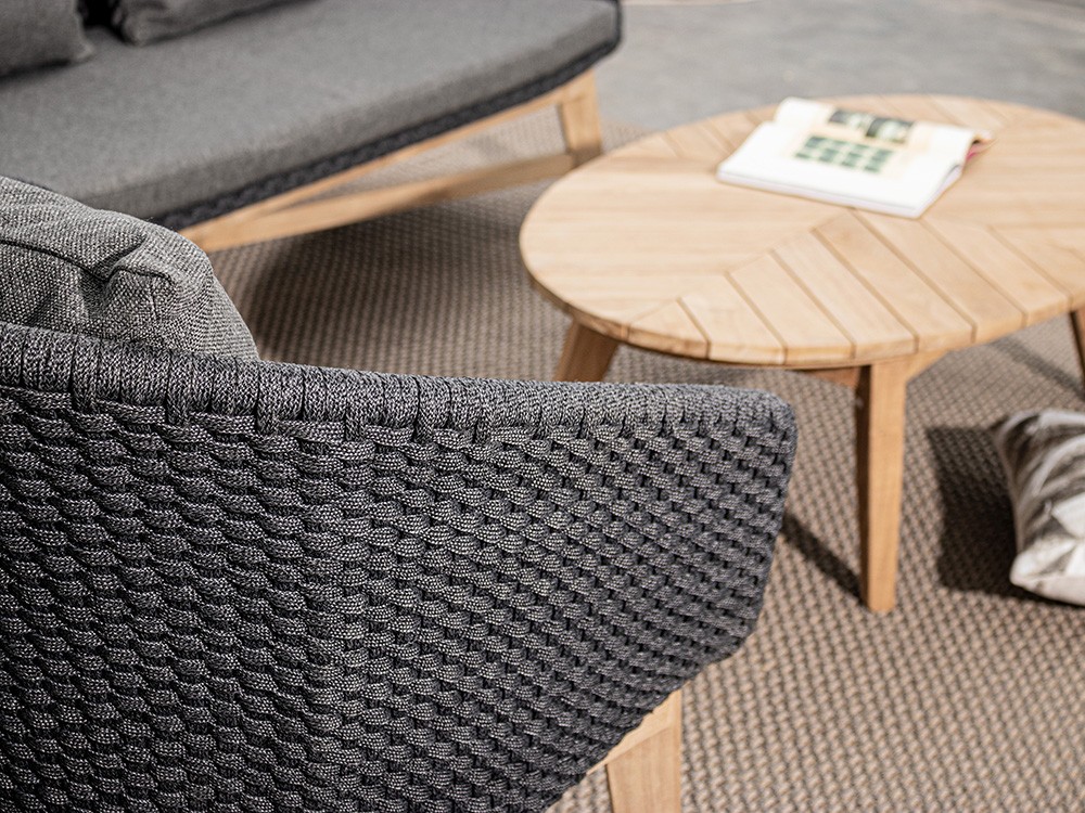 Sillón para salón exterior Coachella de teca y cuerda trenzada Bizzotto - 12