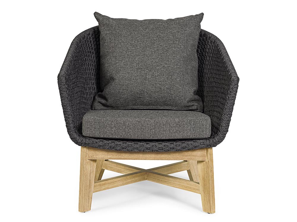 Sillón para salón exterior Coachella de teca y cuerda trenzada Bizzotto - 6