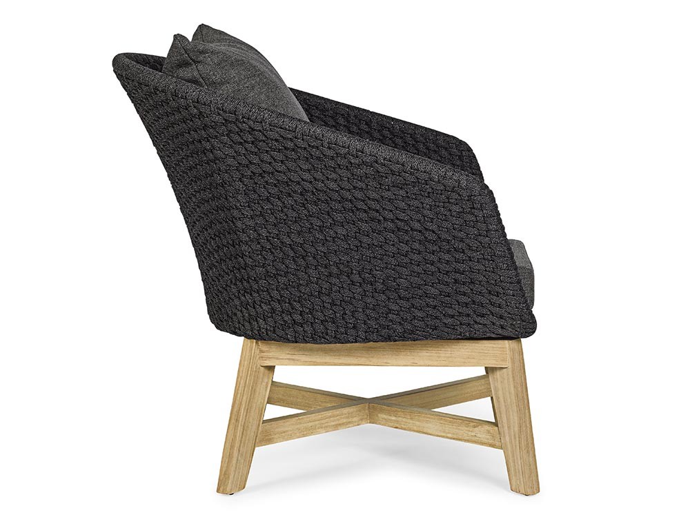 Sillón para salón exterior Coachella de teca y cuerda trenzada Bizzotto - 8