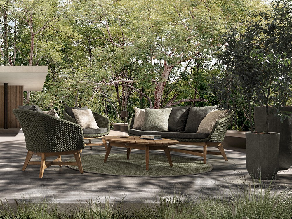 Sillón para salón exterior Coachella de teca y cuerda trenzada Bizzotto - 14