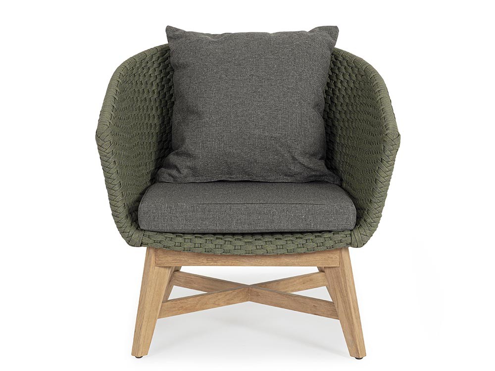 Sillón para salón exterior Coachella de teca y cuerda trenzada Bizzotto - 15
