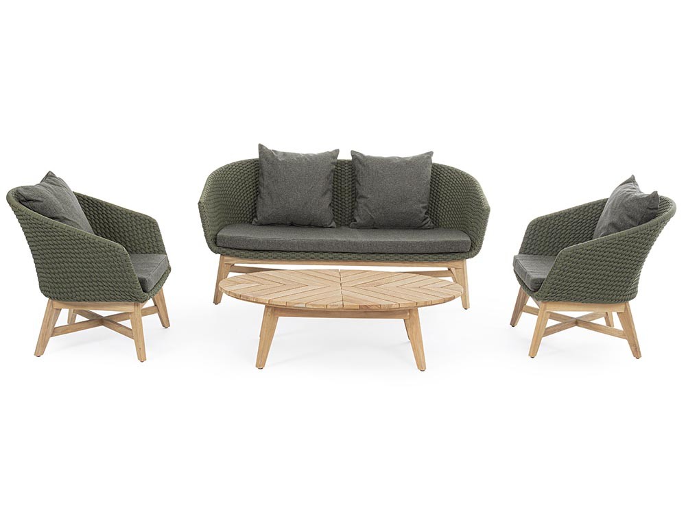 Sillón para salón exterior Coachella de teca y cuerda trenzada Bizzotto - 21