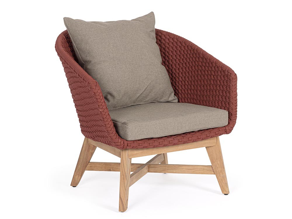 Sillón para salón exterior Coachella de teca y cuerda trenzada Bizzotto - 3