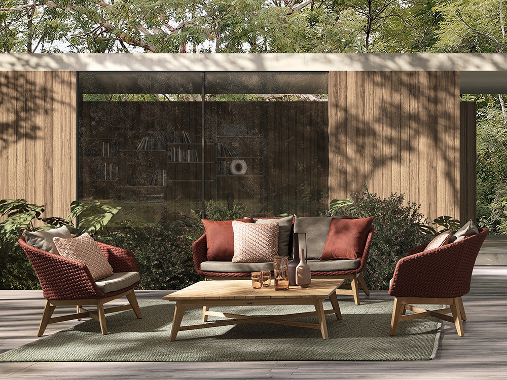 Sillón para salón exterior Coachella de teca y cuerda trenzada Bizzotto - 22