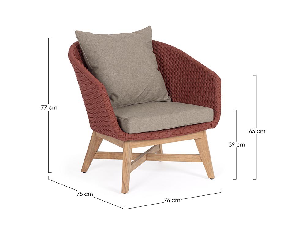 Sillón para salón exterior Coachella de teca y cuerda trenzada Bizzotto - 26