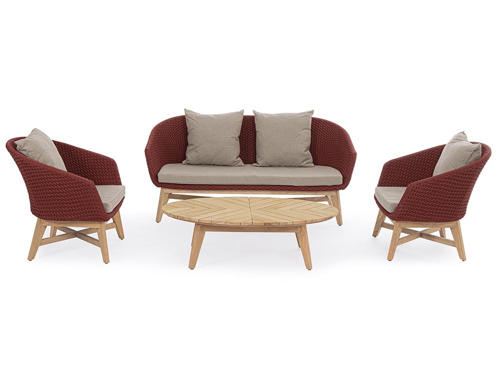 Sillón para salón exterior Coachella de teca y cuerda trenzada Bizzotto - 29