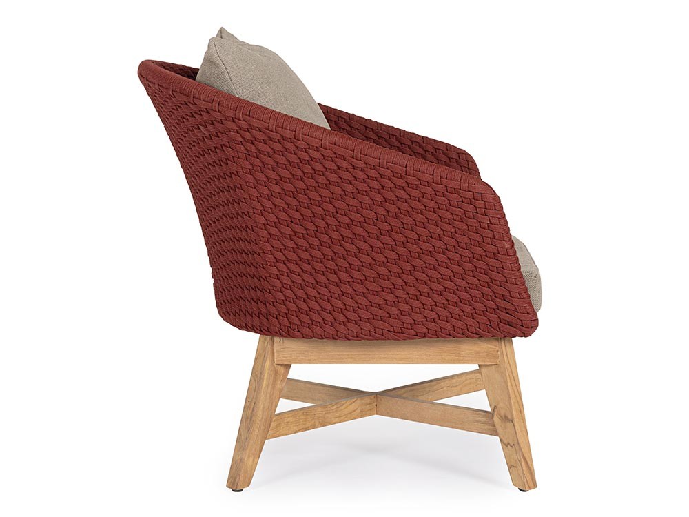 Sillón para salón exterior Coachella de teca y cuerda trenzada Bizzotto - 25