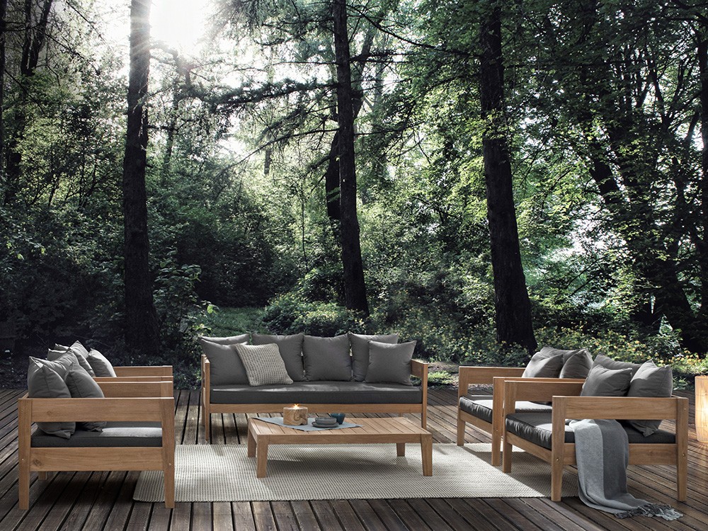 Sofá Kobo para salón exterior de madera de teca Bizzotto - 5