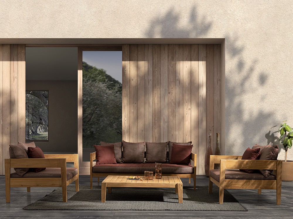 Sofá Kobo para salón exterior de madera de teca Bizzotto - 31