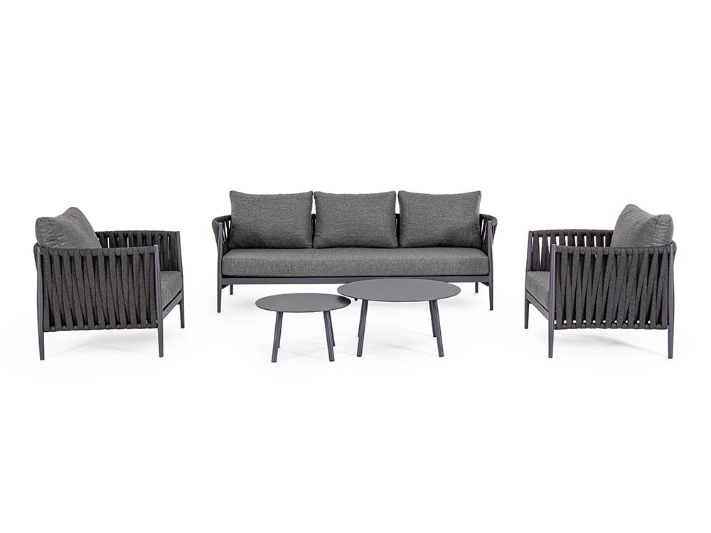 Sofá Jacinta para salón exterior de aluminio y cuerda trenzada Bizzotto - 18