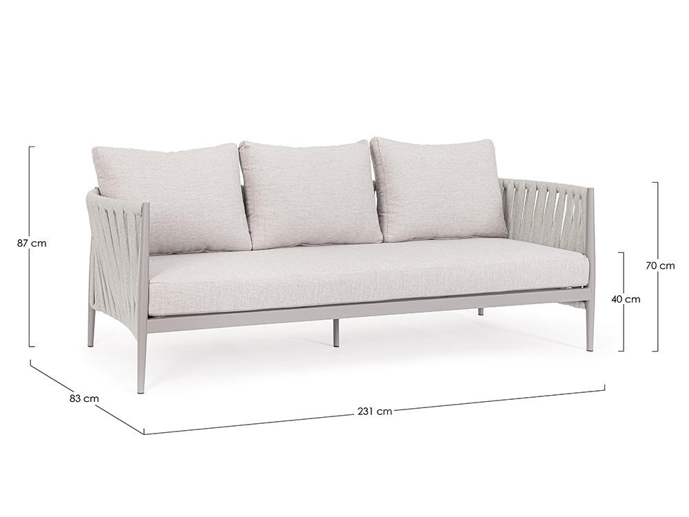 Sofá Jacinta para salón exterior de aluminio y cuerda trenzada Bizzotto - 7