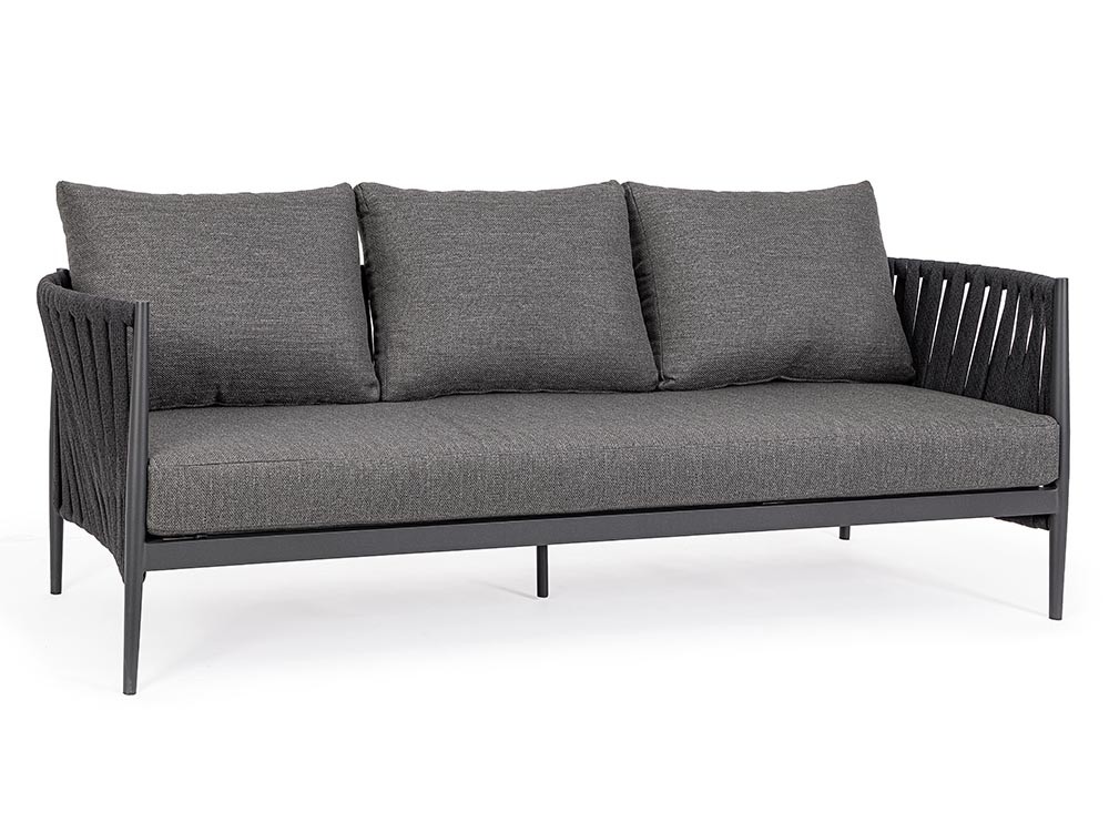 Sofá Jacinta para salón exterior de aluminio y cuerda trenzada Bizzotto - 1