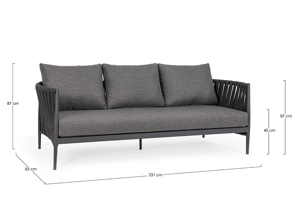Sofá Jacinta para salón exterior de aluminio y cuerda trenzada Bizzotto - 15