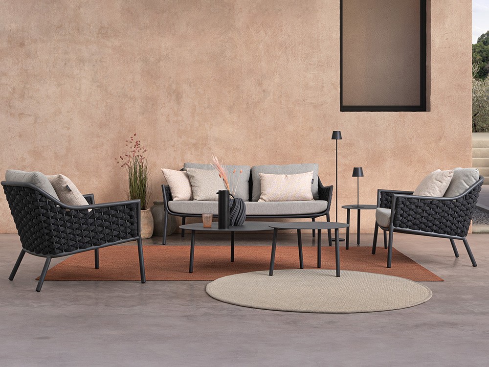 Sillón para salón exterior Everly de aluminio y cuerda Bizzotto - 2