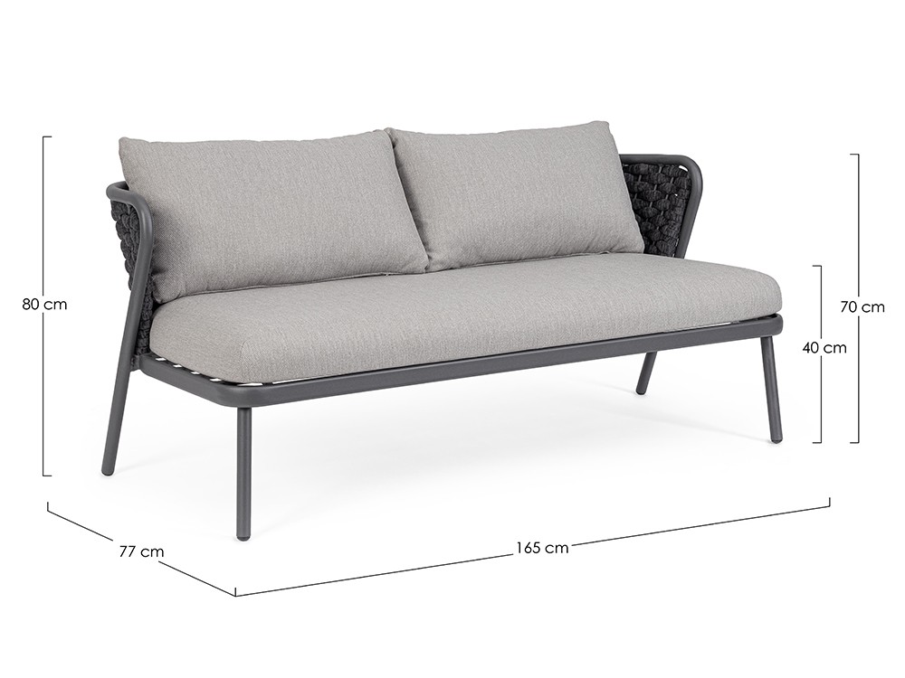 Sofá para salón exterior Harlow de aluminio y cuerda trenzada Bizzotto - 8