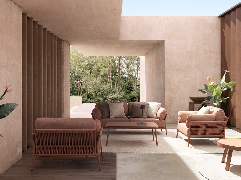 Sofá de dos plazas para salón exterior Pardis de aluminio y cuerda trenzada Bizzotto - 2