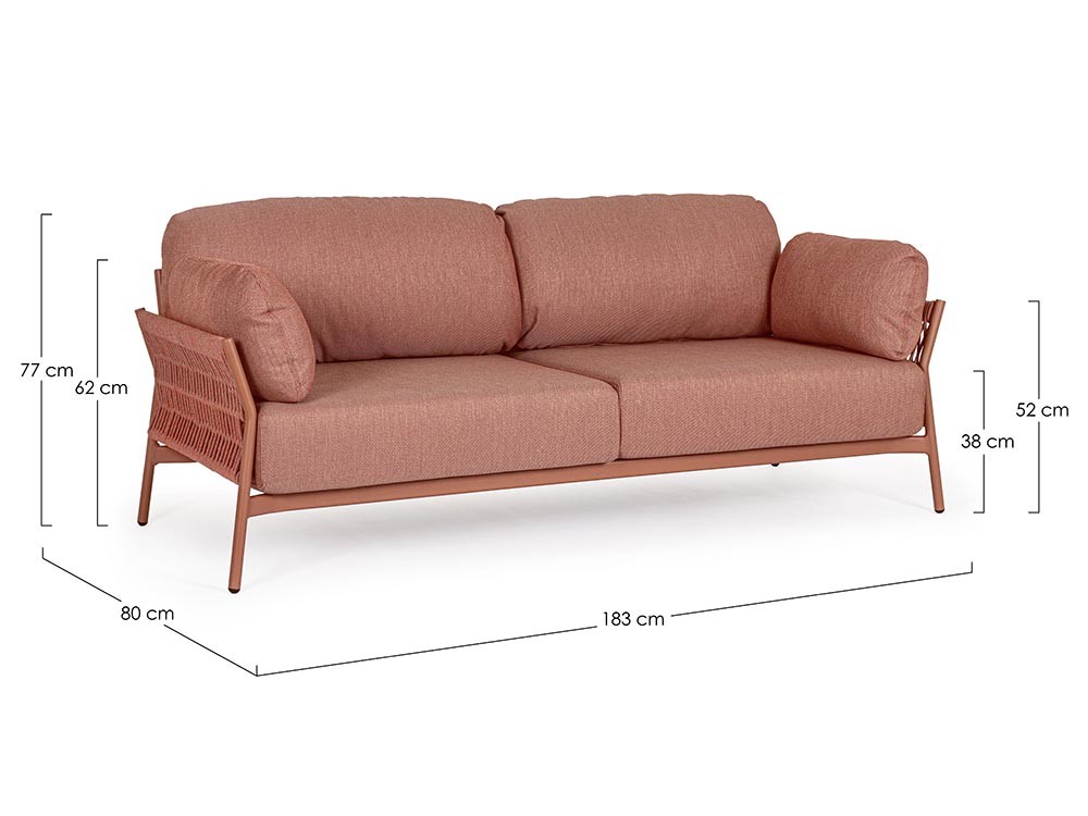 Sofá de dos plazas para salón exterior Pardis de aluminio y cuerda trenzada Bizzotto - 16