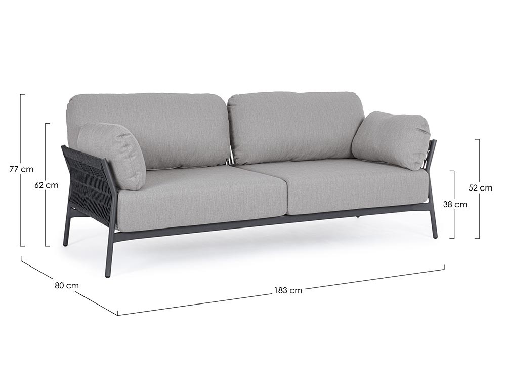 Sofá de dos plazas para salón exterior Pardis de aluminio y cuerda trenzada Bizzotto - 8