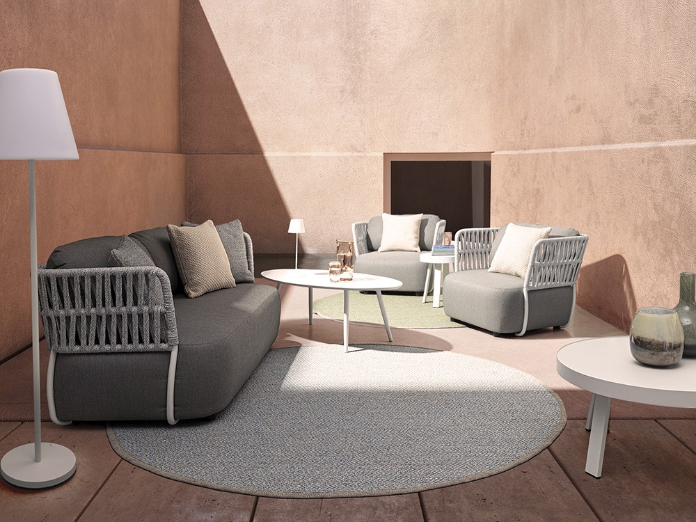 Sofá de dos plazas para salón exterior Palmer de aluminio y cuerda trenzada Bizzotto - 5