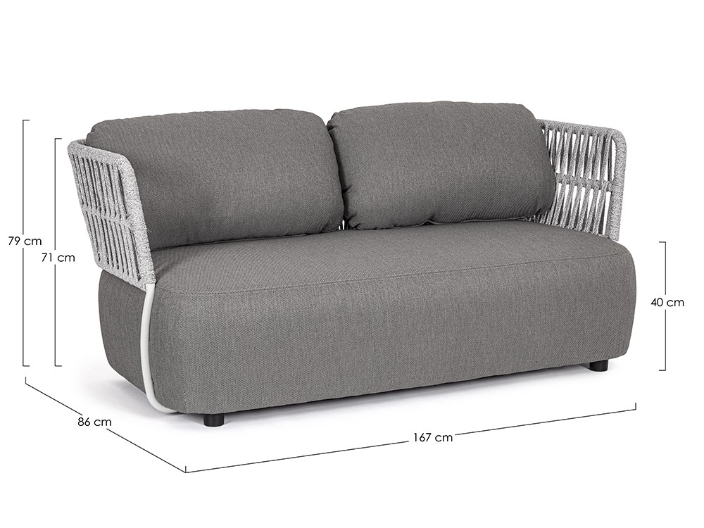 Sofá de dos plazas para salón exterior Palmer de aluminio y cuerda trenzada Bizzotto - 9