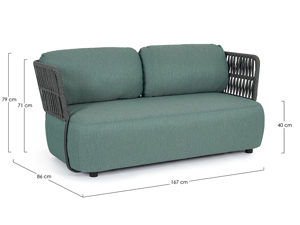 Sofá de dos plazas para salón exterior Palmer de aluminio y cuerda trenzada Bizzotto - 16