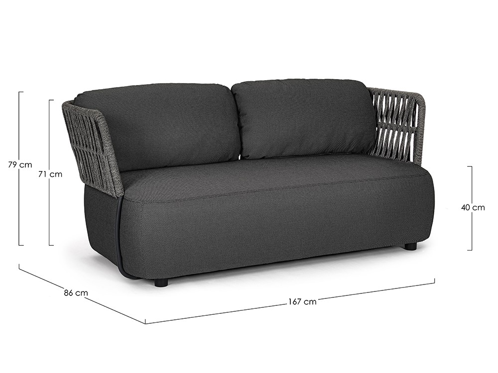 Sofá de dos plazas para salón exterior Palmer de aluminio y cuerda trenzada Bizzotto - 24