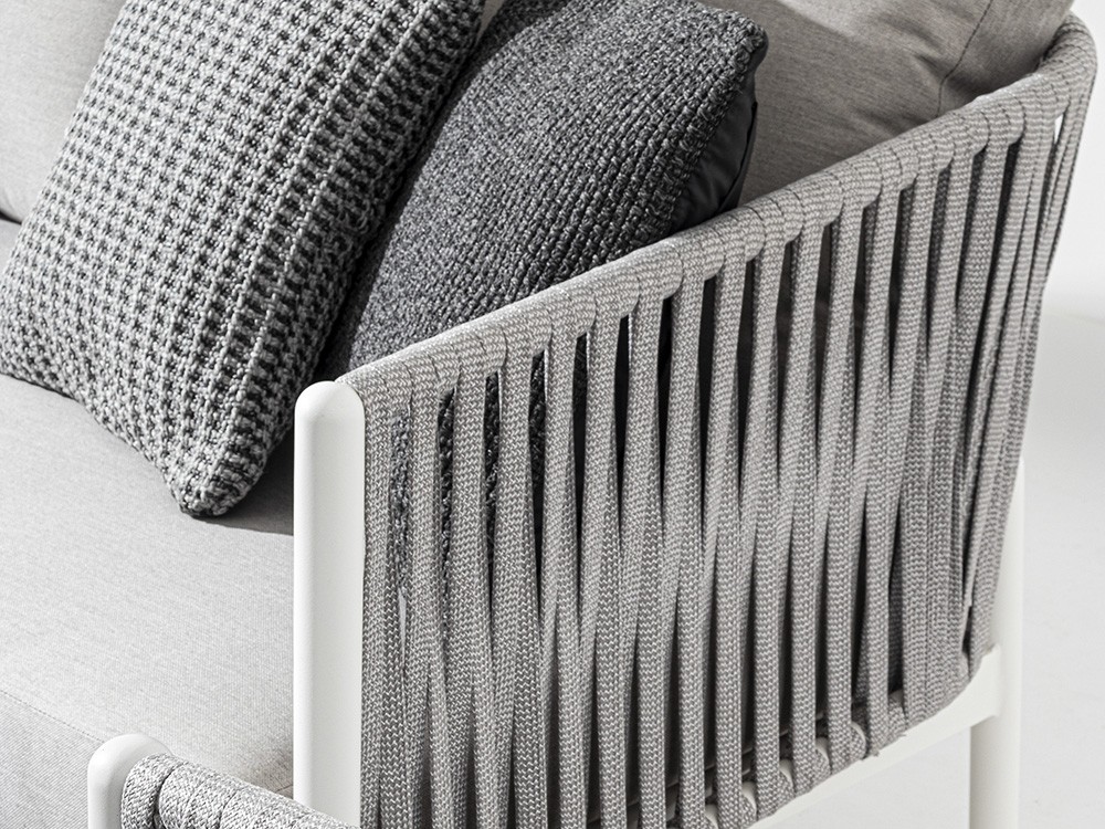 Sofá de tres plazas para salón exterior Florencia de aluminio y cuerda trenzada Bizzotto - 10