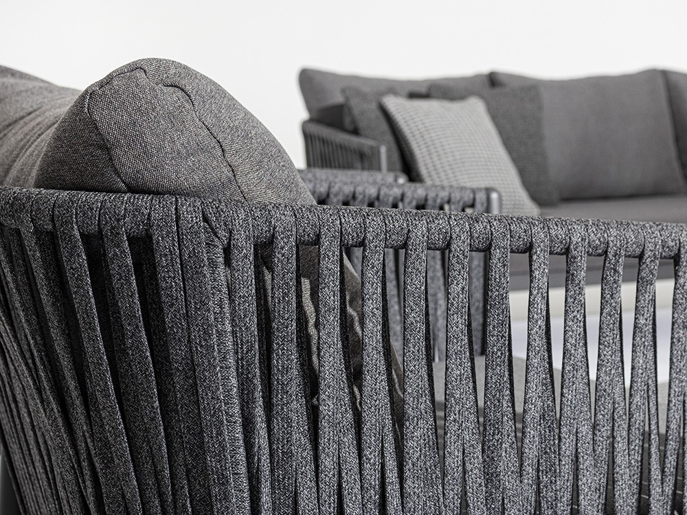 Sofá de tres plazas para salón exterior Florencia de aluminio y cuerda trenzada Bizzotto - 22