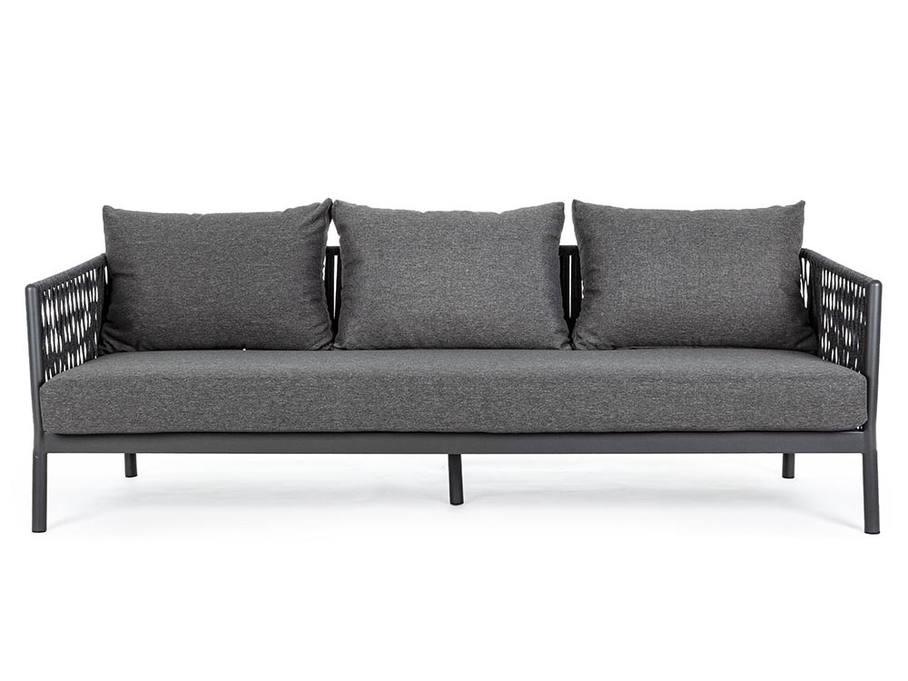 Sofá de tres plazas para salón exterior Florencia de aluminio y cuerda trenzada Bizzotto - 15