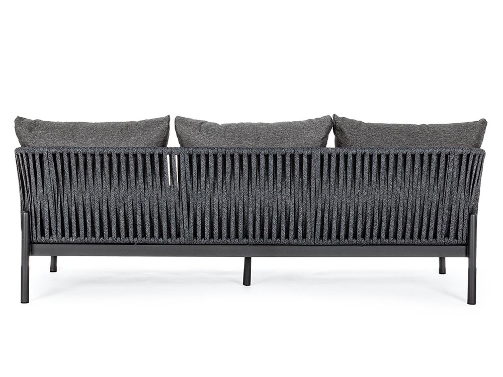 Sofá de tres plazas para salón exterior Florencia de aluminio y cuerda trenzada Bizzotto - 16