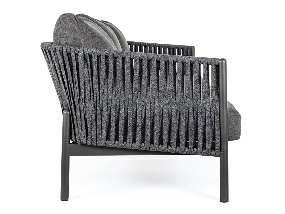 Sofá de tres plazas para salón exterior Florencia de aluminio y cuerda trenzada Bizzotto - 17