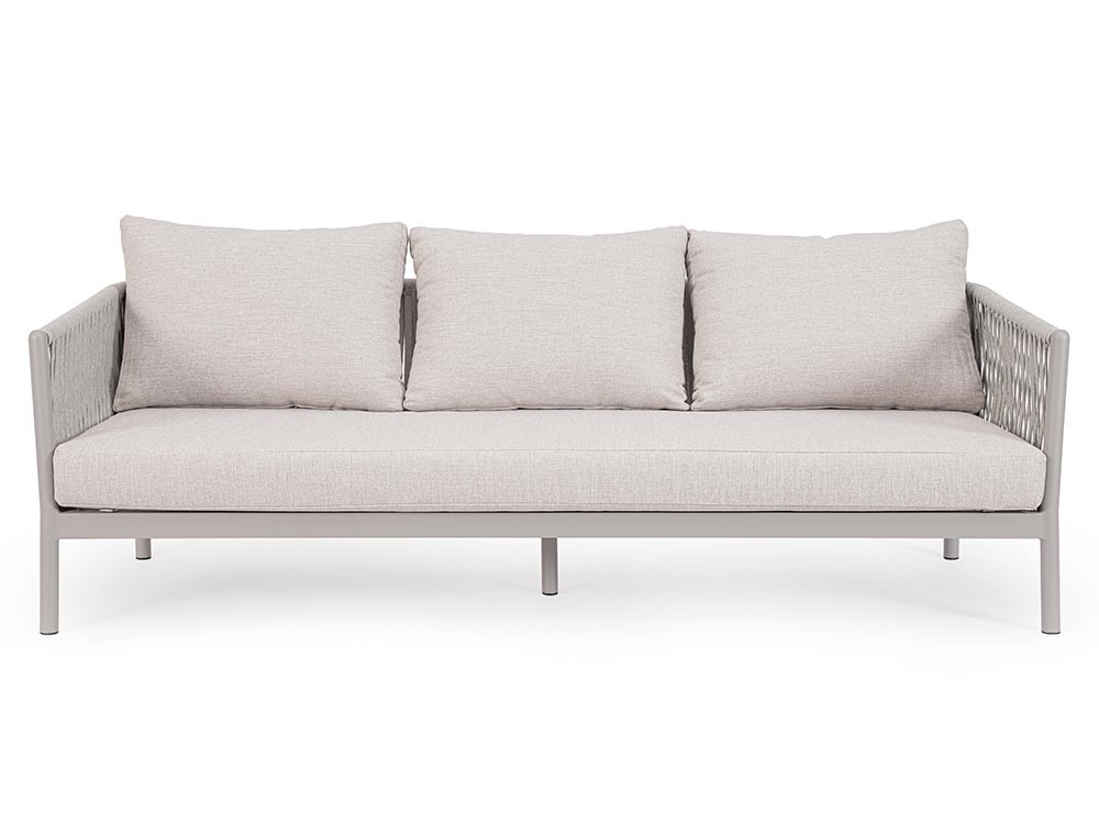 Sofá de tres plazas para salón exterior Florencia de aluminio y cuerda trenzada Bizzotto - 24