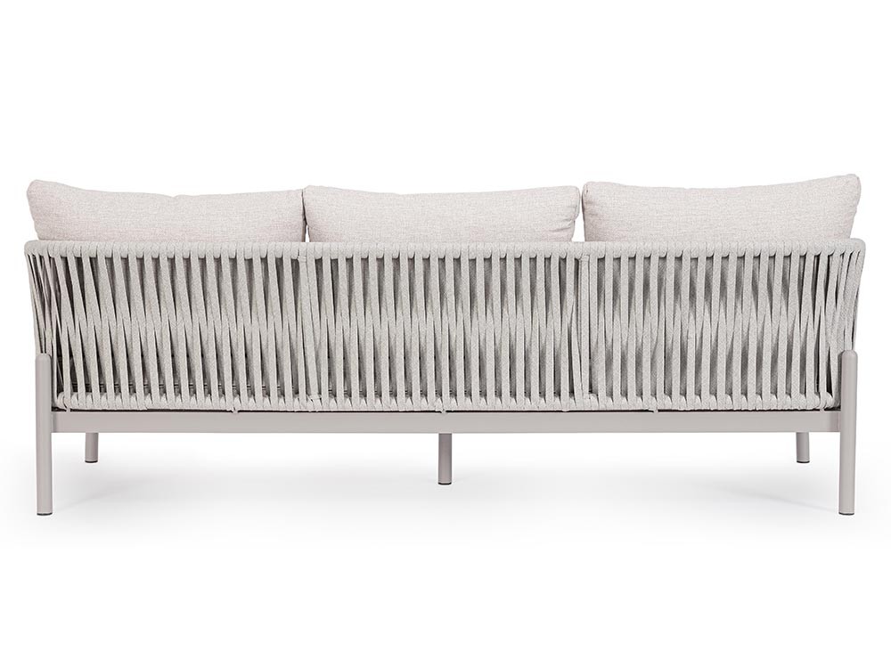 Sofá de tres plazas para salón exterior Florencia de aluminio y cuerda trenzada Bizzotto - 25