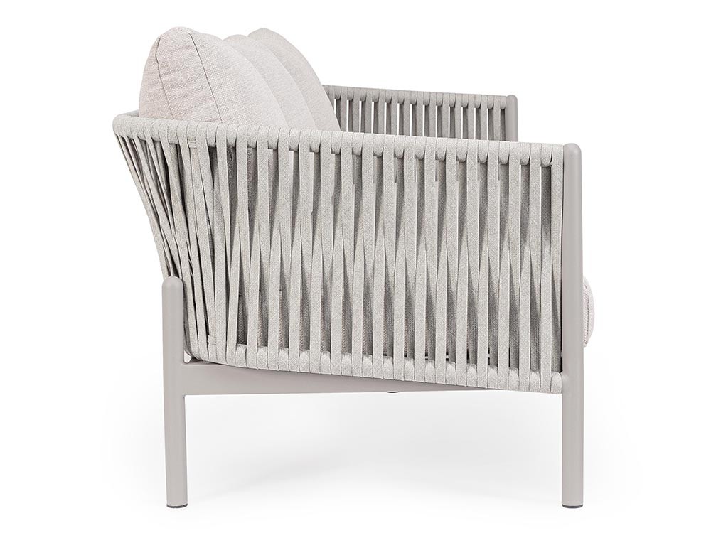 Sofá de tres plazas para salón exterior Florencia de aluminio y cuerda trenzada Bizzotto - 26