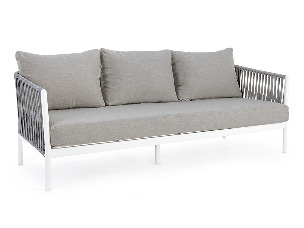 Sofá de tres plazas para salón exterior Florencia de aluminio y cuerda trenzada Bizzotto - 3