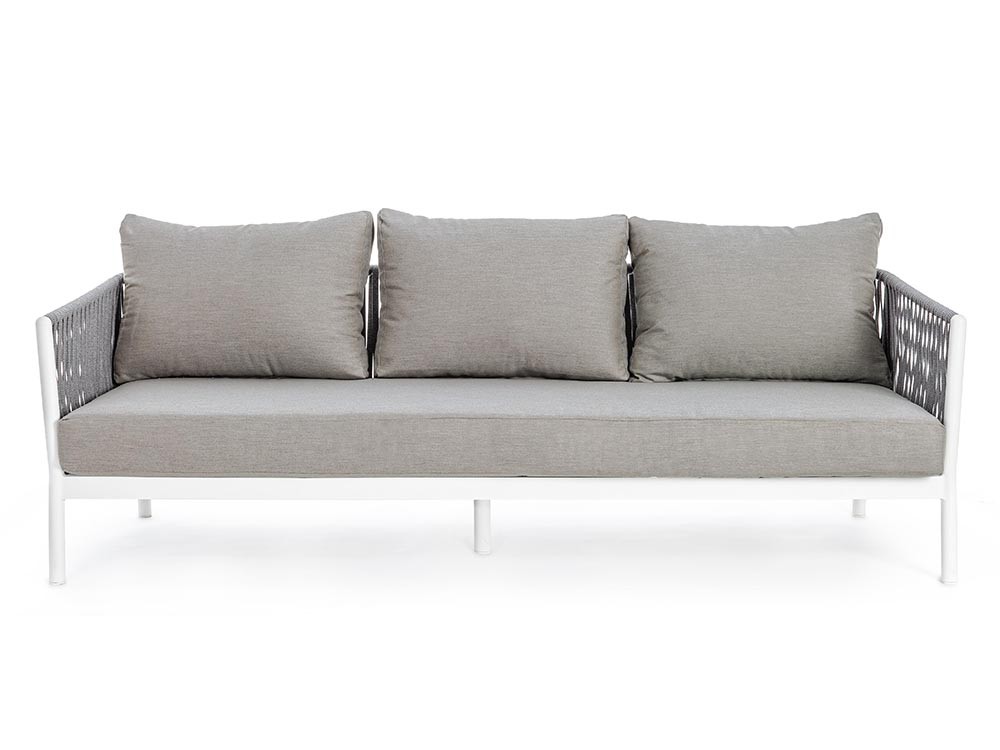 Sofá de tres plazas para salón exterior Florencia de aluminio y cuerda trenzada Bizzotto - 6