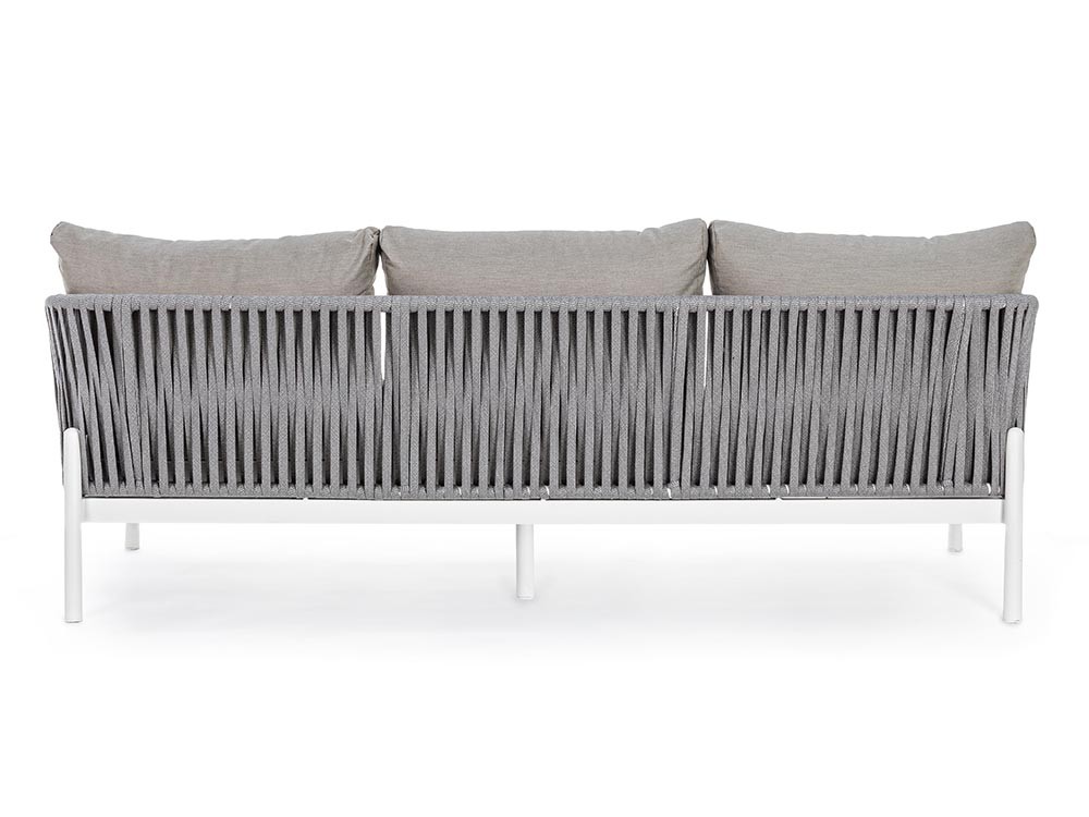 Sofá de tres plazas para salón exterior Florencia de aluminio y cuerda trenzada Bizzotto - 7