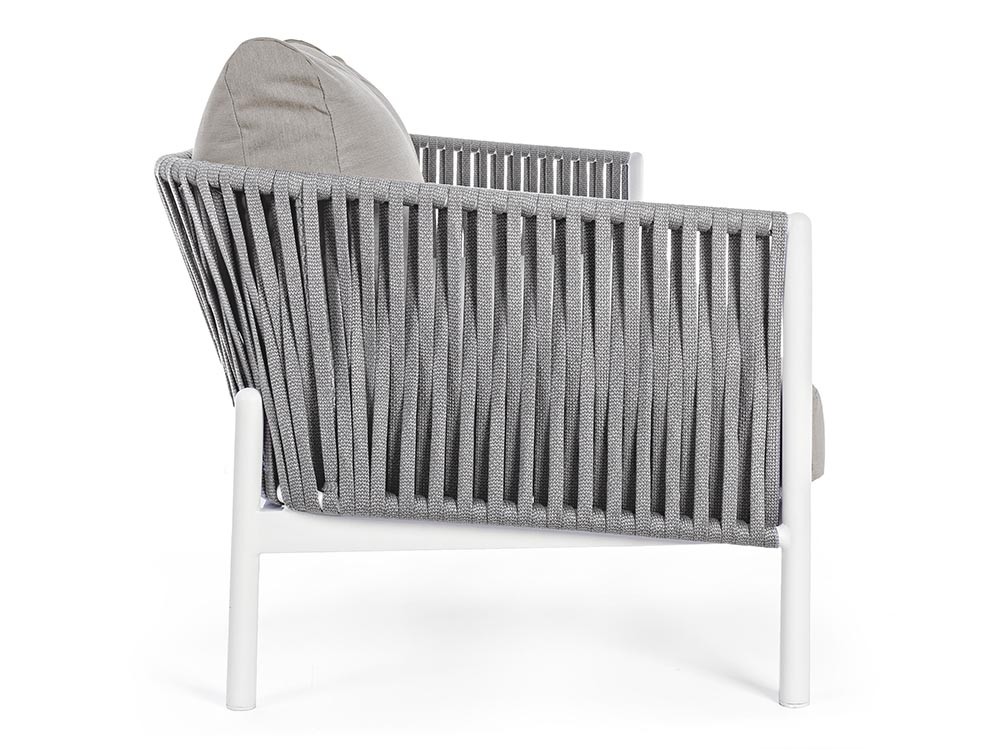 Sofá de tres plazas para salón exterior Florencia de aluminio y cuerda trenzada Bizzotto - 8