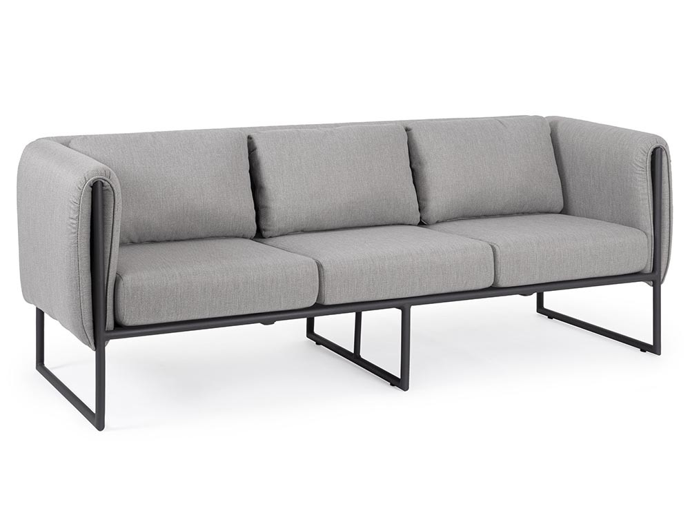 Sofá de tres plazas para salón exterior Pixel de aluminio Bizzotto - 3