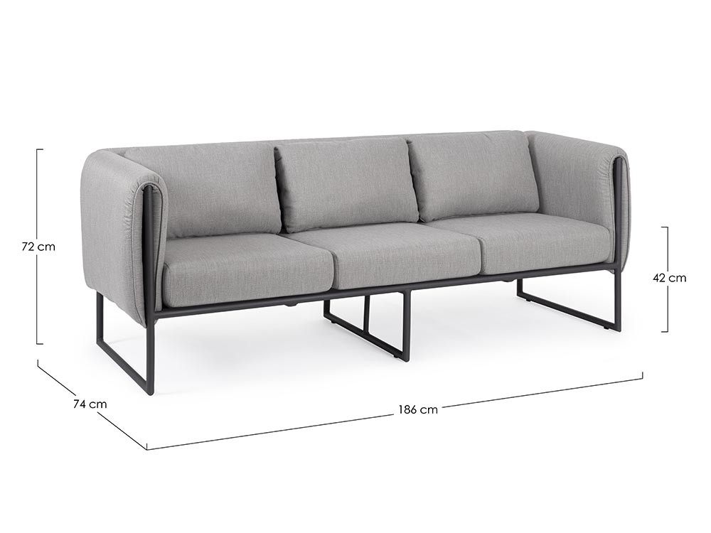 Sofá de tres plazas para salón exterior Pixel de aluminio Bizzotto - 18
