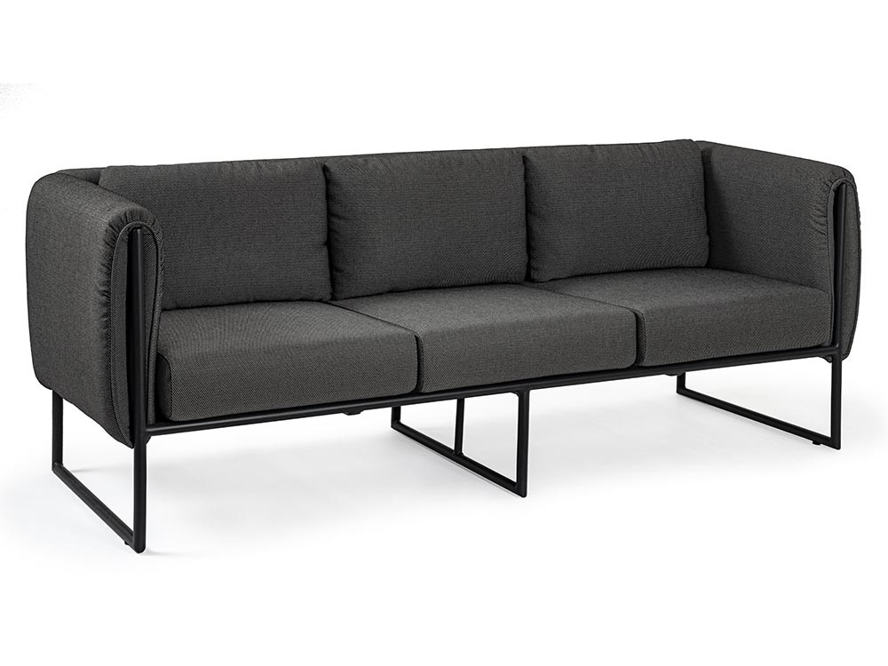 Sofá de tres plazas para salón exterior Pixel de aluminio Bizzotto - 4