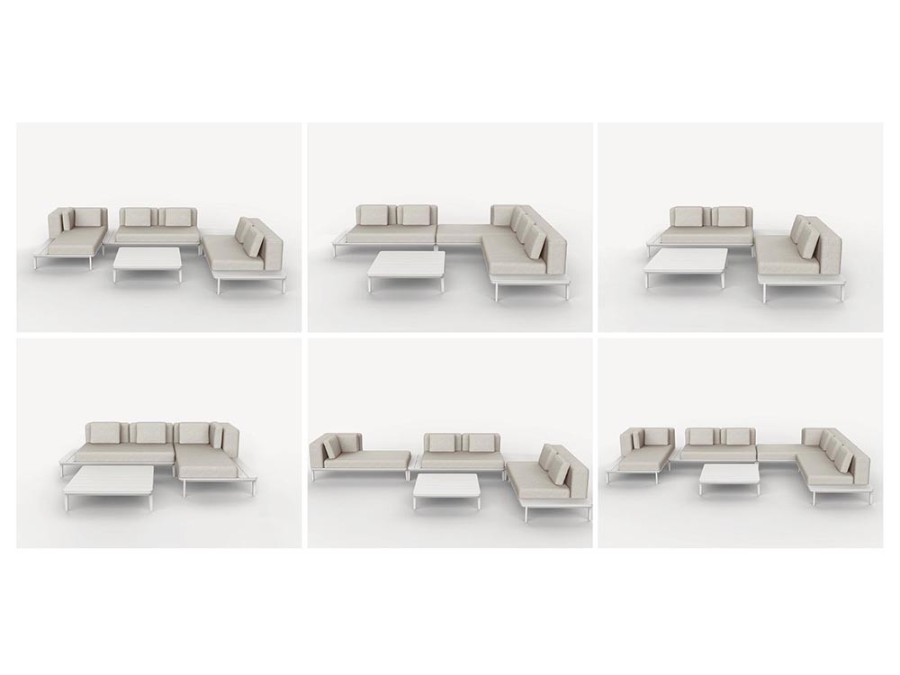 Sofá de dos plazas Matrix modular para salón exterior de aluminio Bizzotto - 28