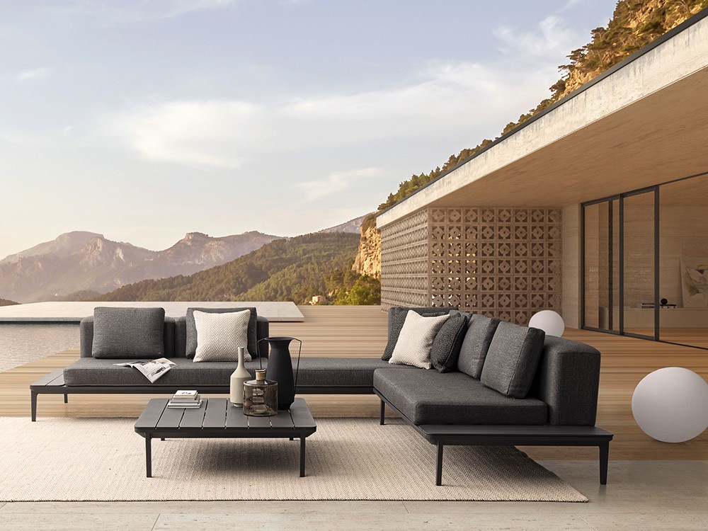 Sofá de dos plazas Matrix modular para salón exterior de aluminio Bizzotto - 1