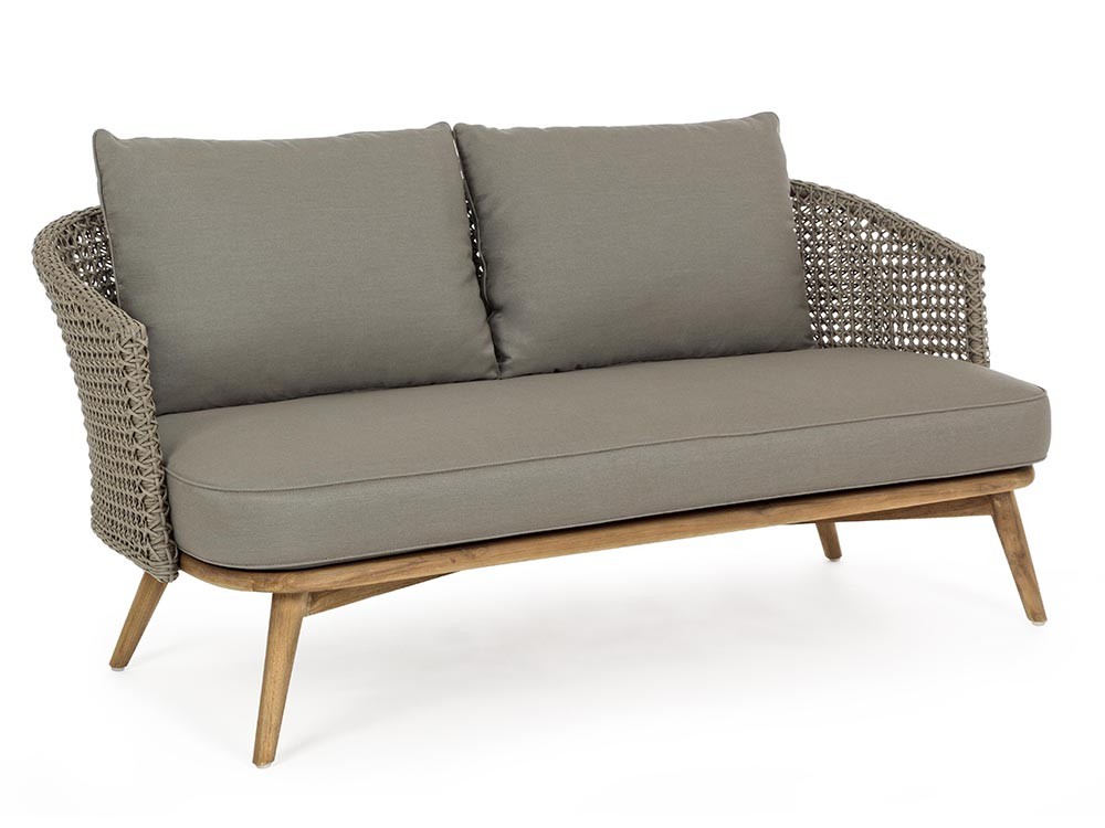 Sofá 2-3 plazas para salón exterior Ninfa de teca y cuerda trenzada Bizzotto - 1